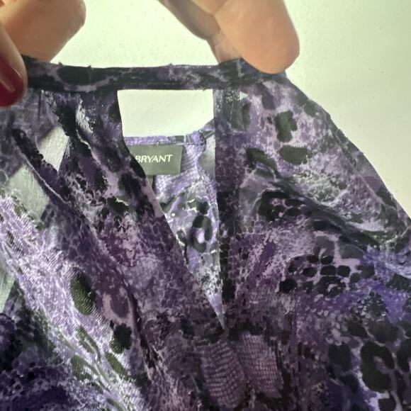 Lane Bryant Purple Burnout Snakeskin Print Size 16 Keyhole Neckline Long Sleeve - Picture 10 of 11